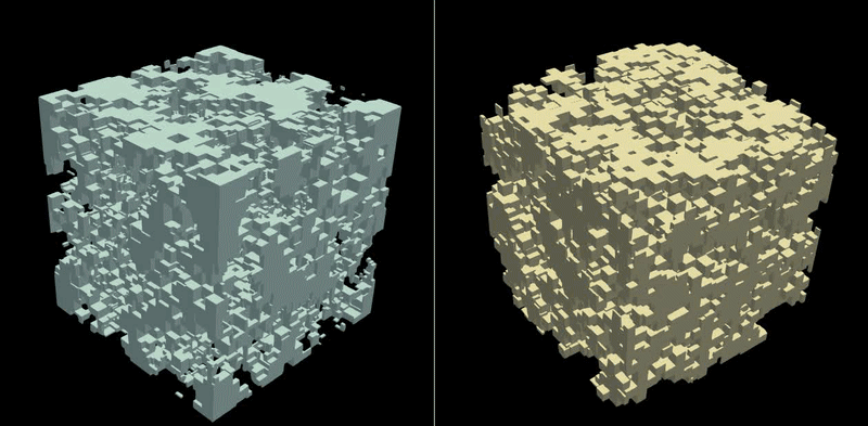 Visualization of a microstructure generated with monodisperse crosses addition