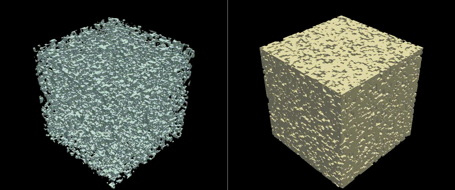 Visualization of a microstructure generated with monodisperse cubes addition