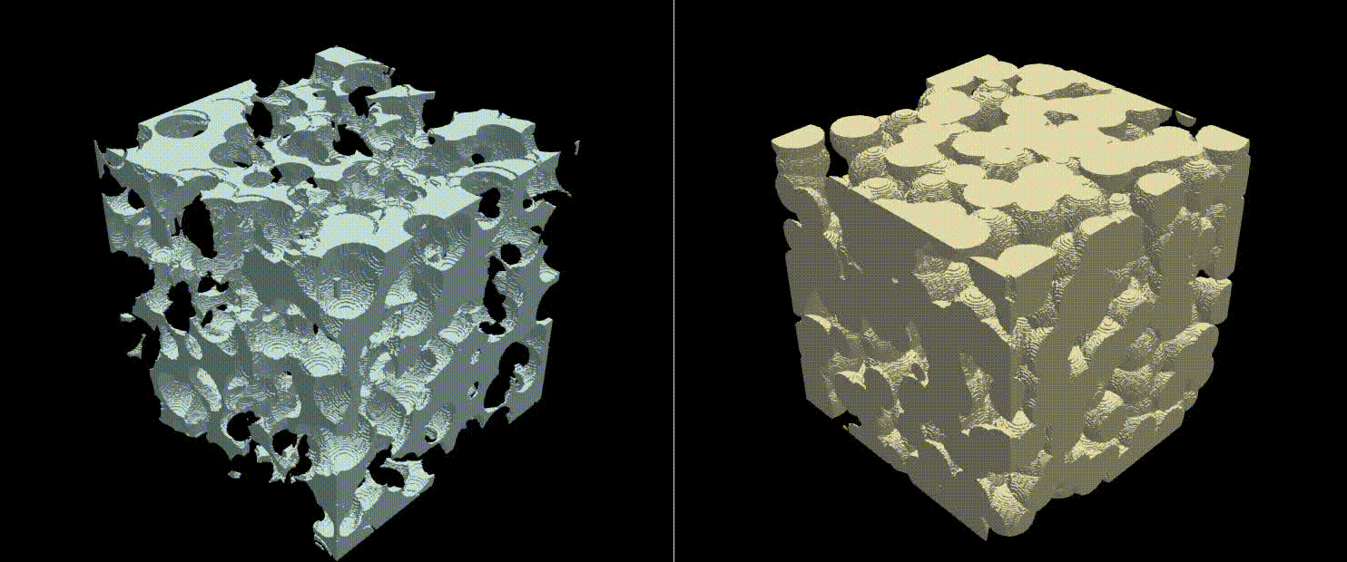 Visualization of a microstructure generated with monodisperse spheres addition