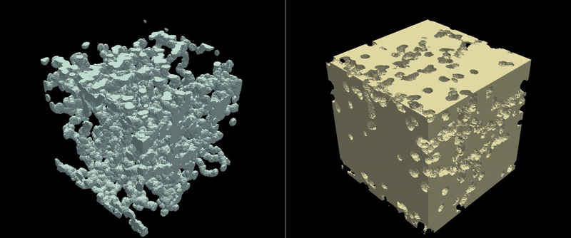 Visualization of a microstructure with snake-like pores