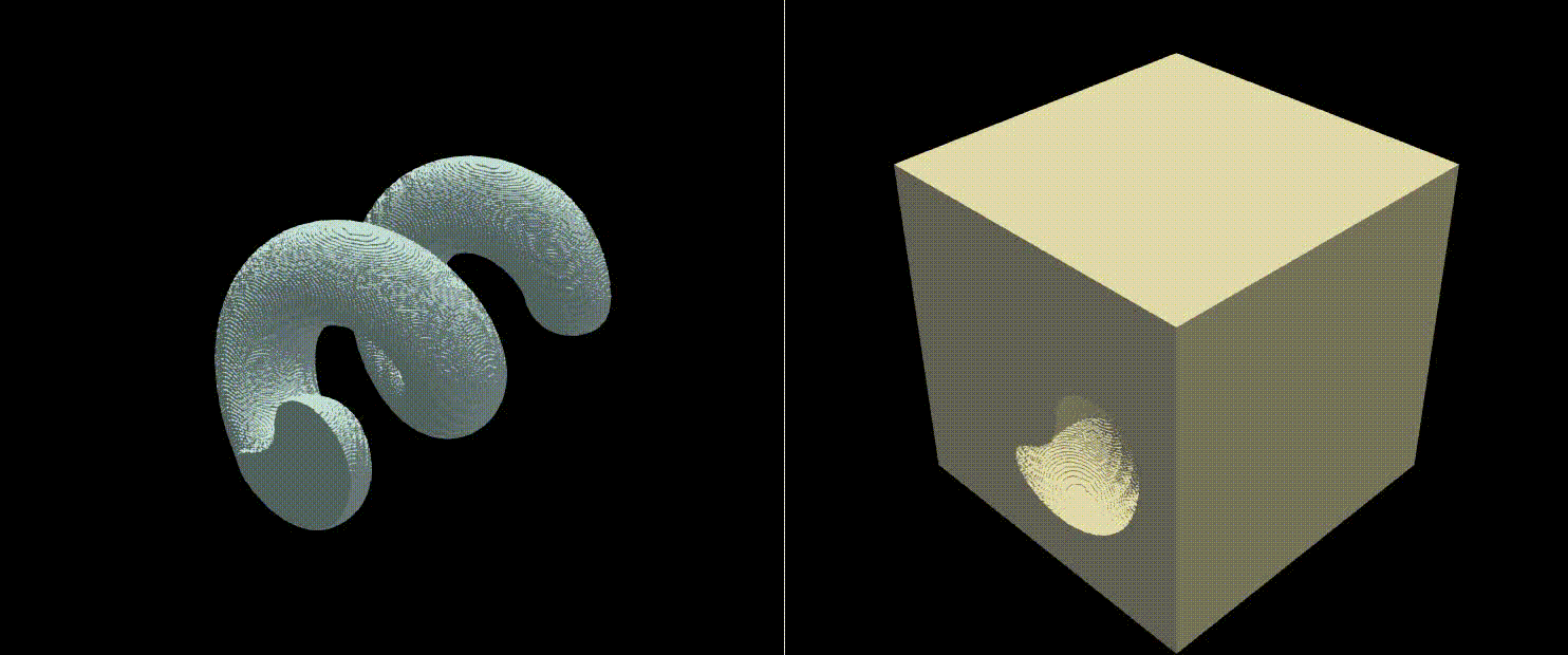 Visualization of a microstructure with a spiral as an inclusion
