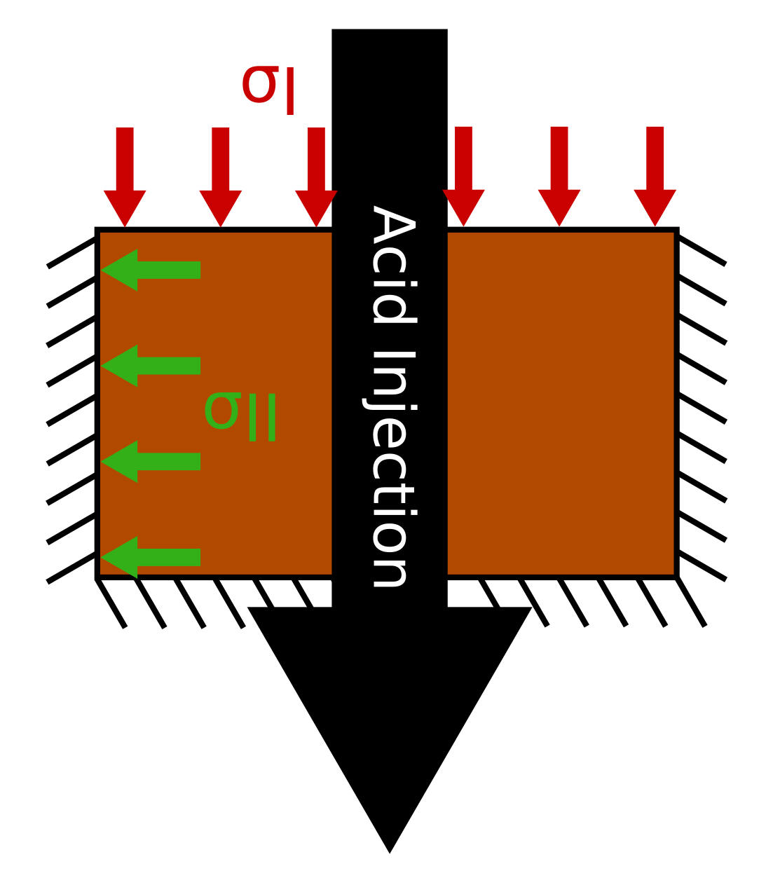 Scheme of the model: oedometer and acid injection