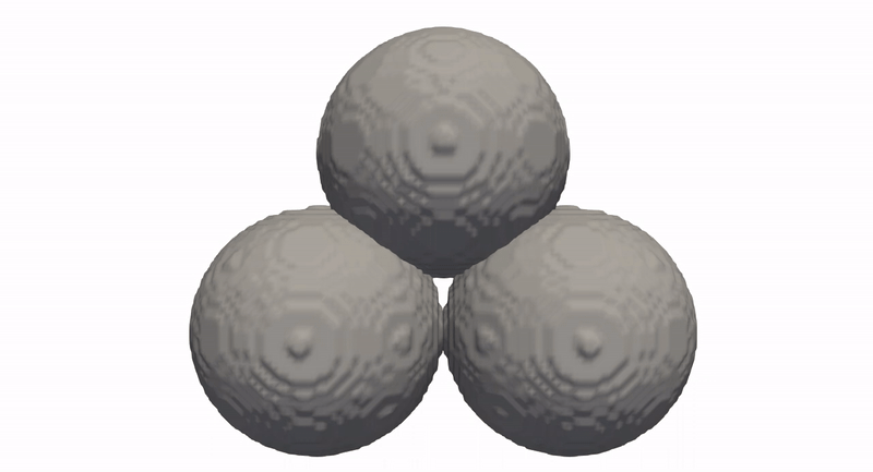 3D modelization of pressure-solution for 3 grains configuration