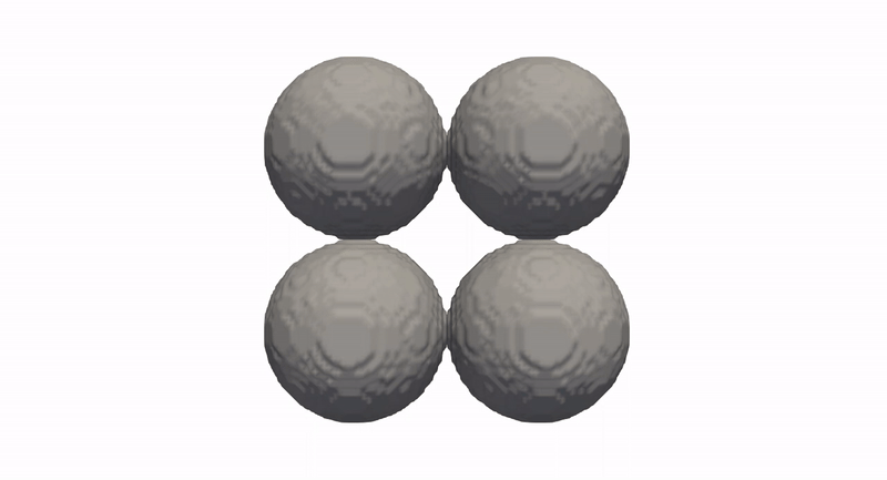 3D modelization of pressure-solution for 4 grains configuration